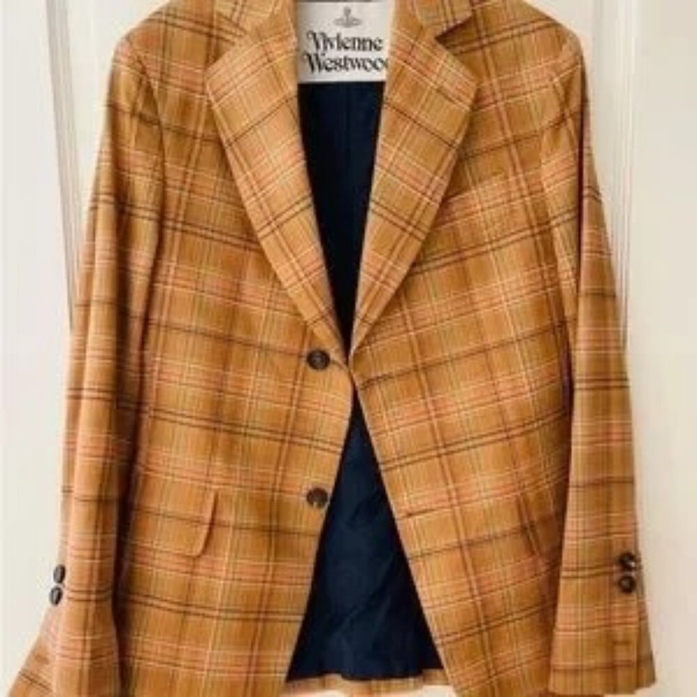 VIVIENNE WESTWOOD BRITISH DESIGNER MEN'S PLAID SUIT JACKET CROPPED CUFFED PANTS